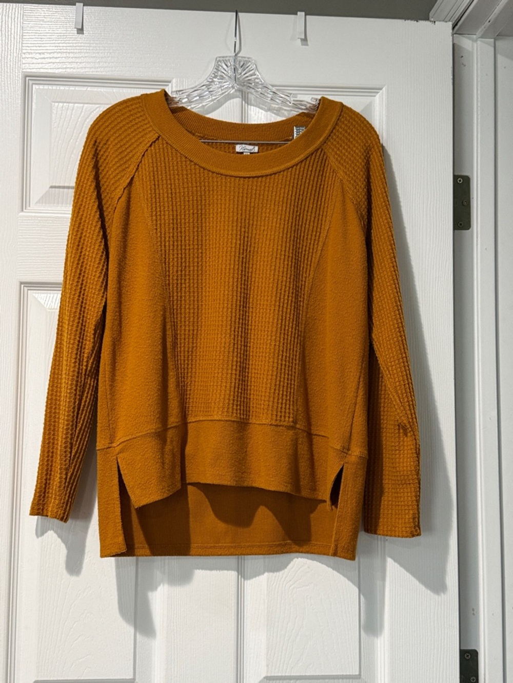 Kismet Waffle Knit Pullover - Mustard Orange
